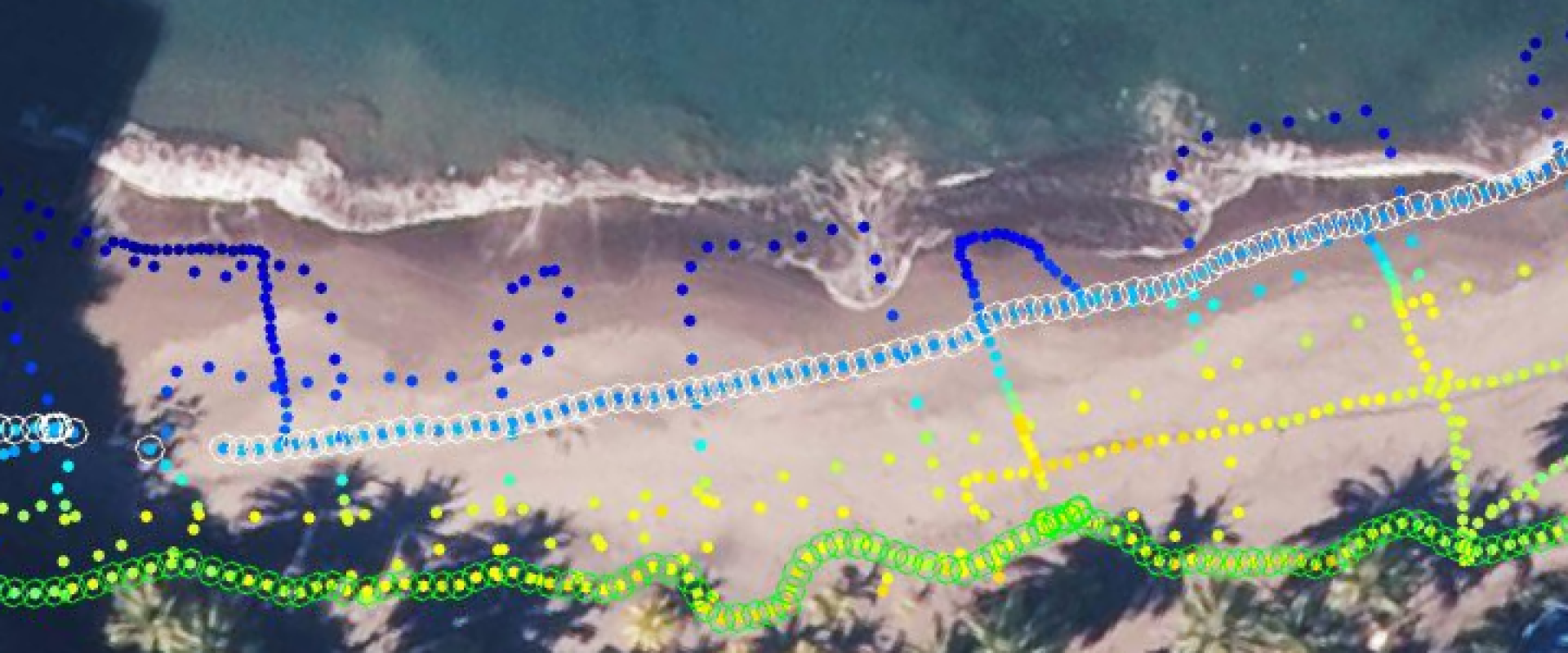 Mesures réalisées sur la plage du Carbet en mars 2020